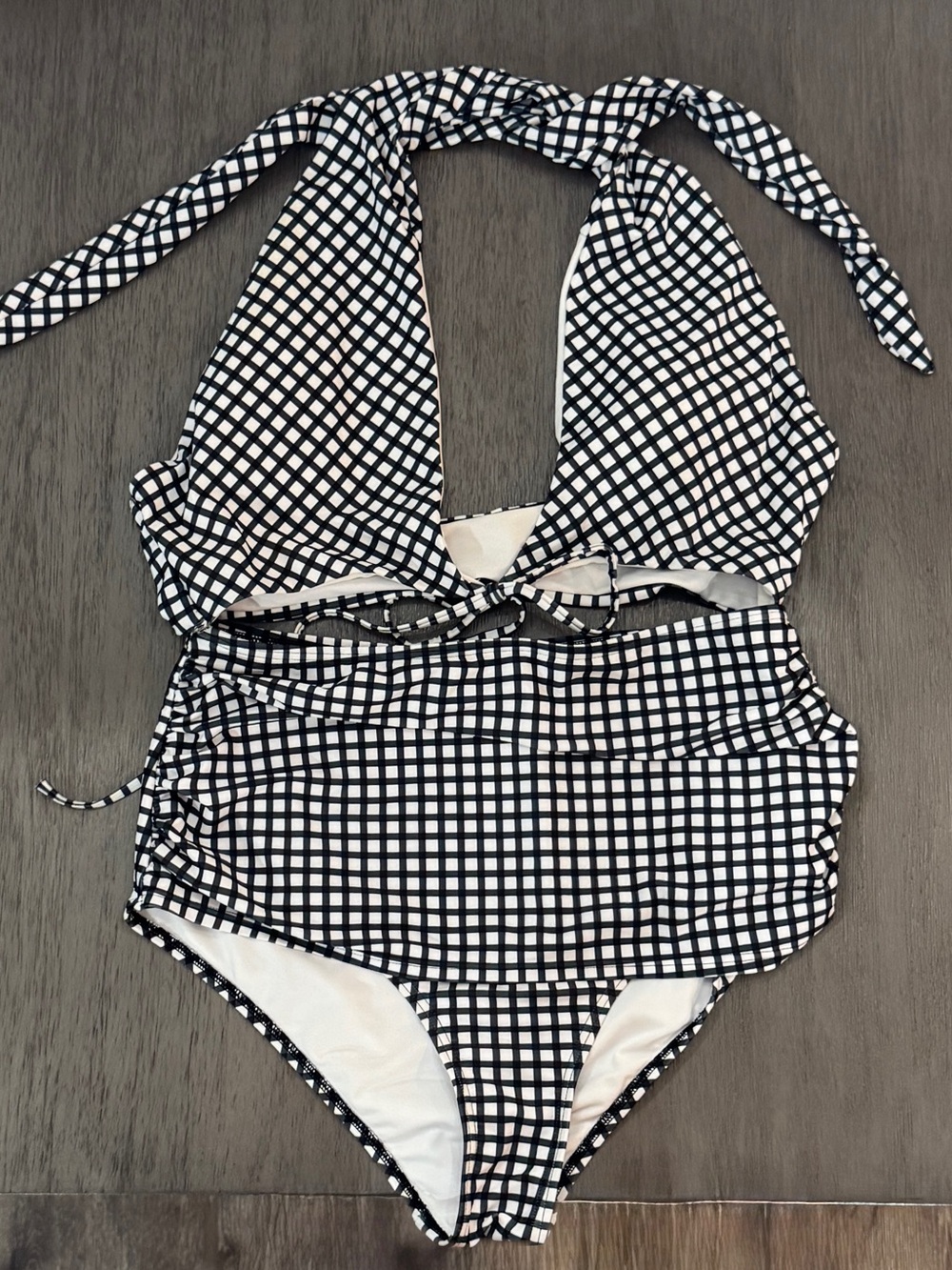 COCOSHIP Black & White Gingham Two-Piece Swimsuit